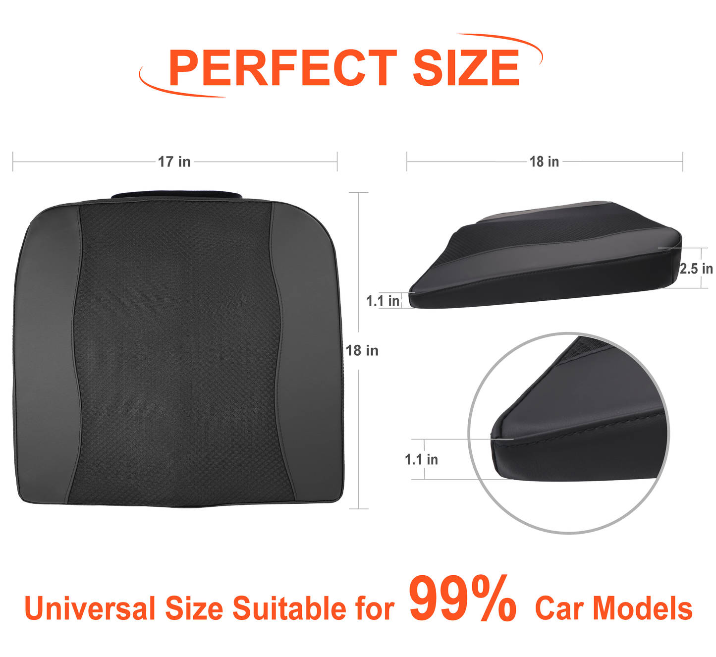 Lofty Aim Car Seat Cushion, Comfort Memory Foam Car Cushions for Driving - Sciatica & Lower Back Pain Relief, Driver Seat Pillow for Auto, Office Chair, Wheelchair - Black