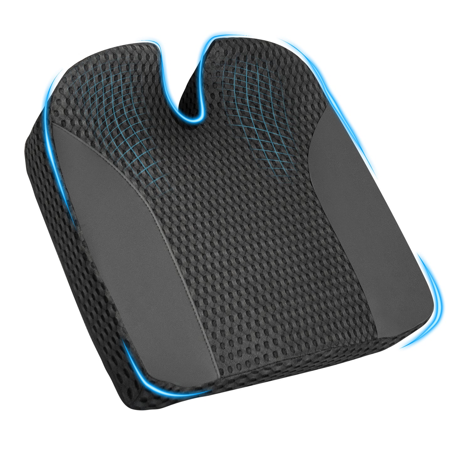 Seat Cushion for Car-Office: Ergonomic Memory Foam Seat Cushion for Back-Sciatica Pain Relief, Large Desk Butt Pillow for Office Chair, Car, Wheelchair - Black