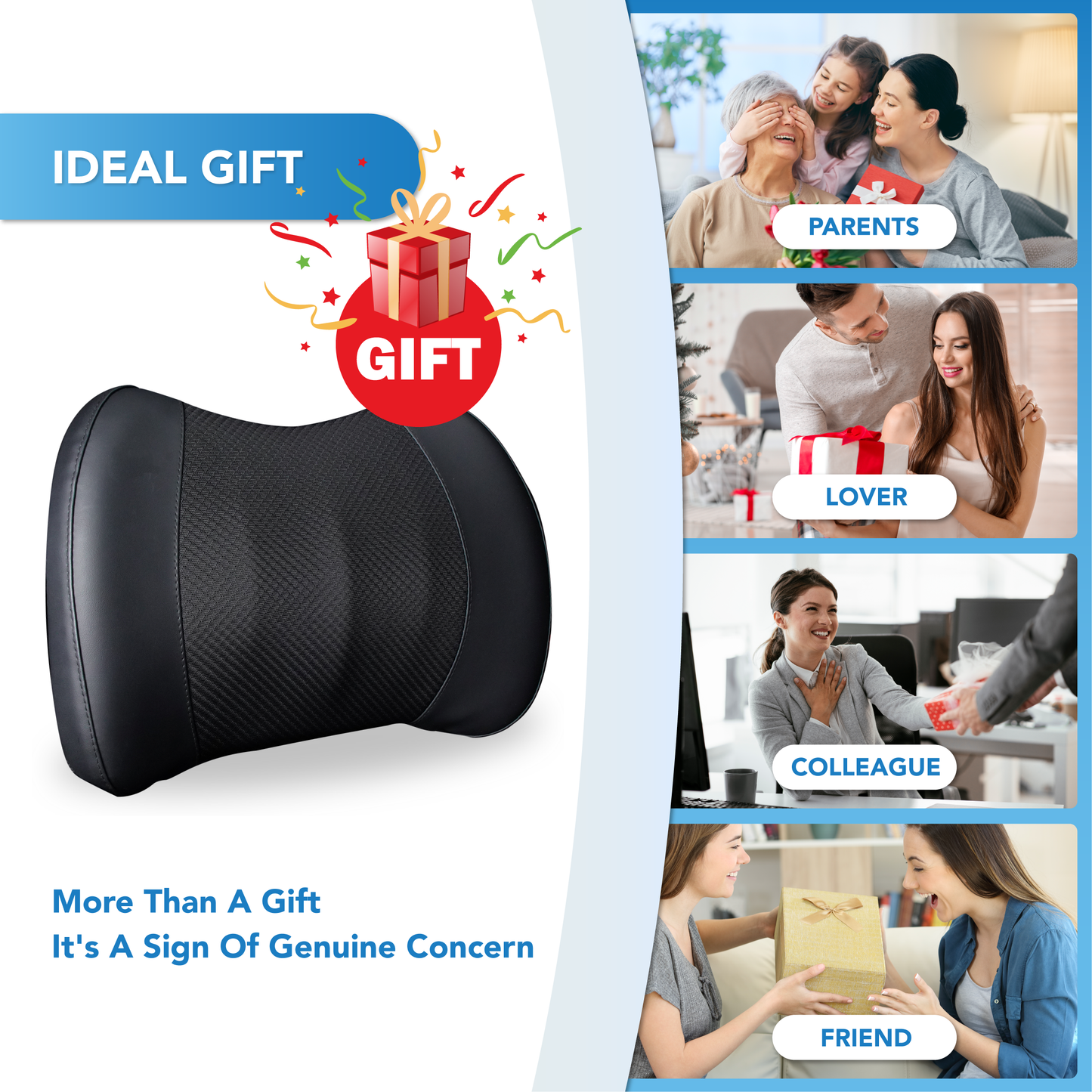 Lofty Aim Lumbar Support Pillow for Car, Memory Foam Lumbar Pillow for Lower Back Pain Relief - Back Cushion for Driving, Chair Support for Car-Office Chair, Wheelchair - Black