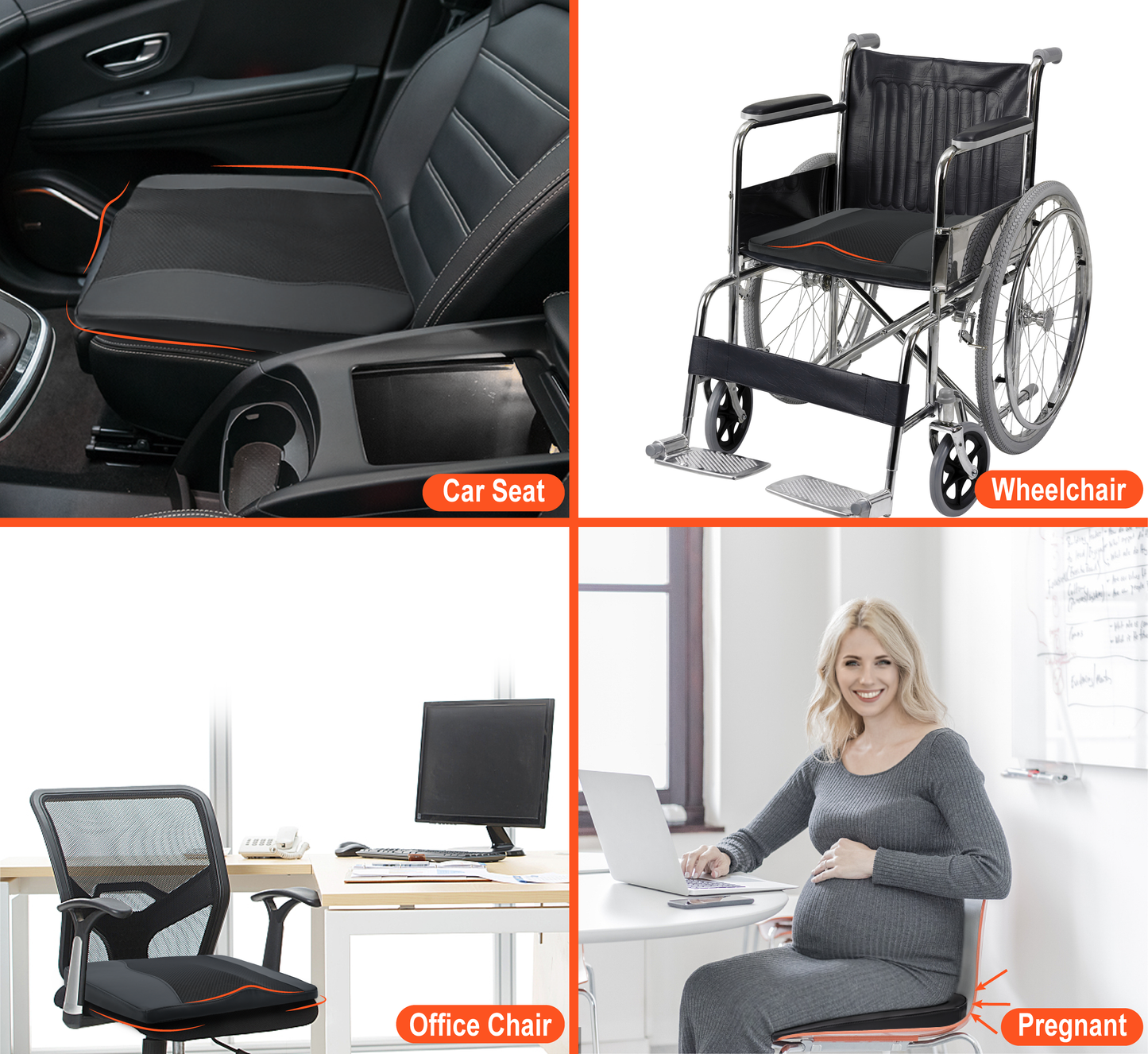 Lofty Aim Car Seat Cushion, Comfort Memory Foam Car Cushions for Driving - Sciatica & Lower Back Pain Relief, Driver Seat Pillow for Auto, Office Chair, Wheelchair - Black