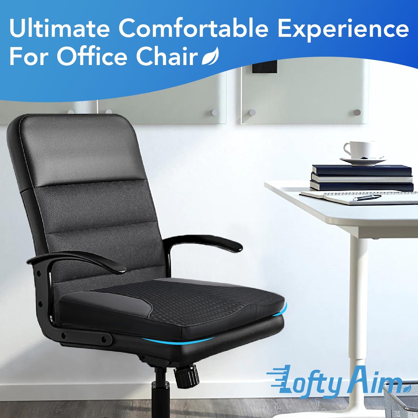 Lofty Aim Car Seat Cushion, Comfortable Memory Foam Seat Pillow for Driving, Sciatica-Back Pain Relief, Cushion for Car-Truck, Office, Wheelchair - Black