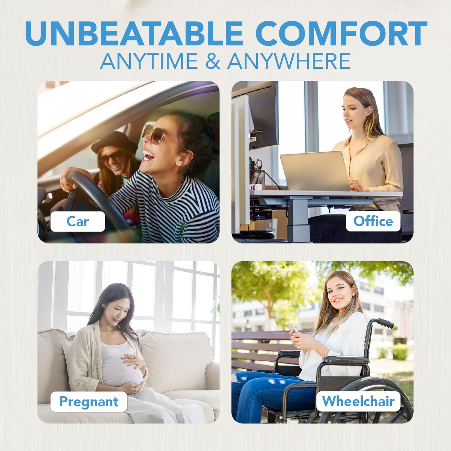 Lofty Aim Car Seat Cushion, Comfortable Memory Foam Seat Pillow for Driving, Sciatica-Back Pain Relief, Cushion for Car-Truck, Office, Wheelchair - Black